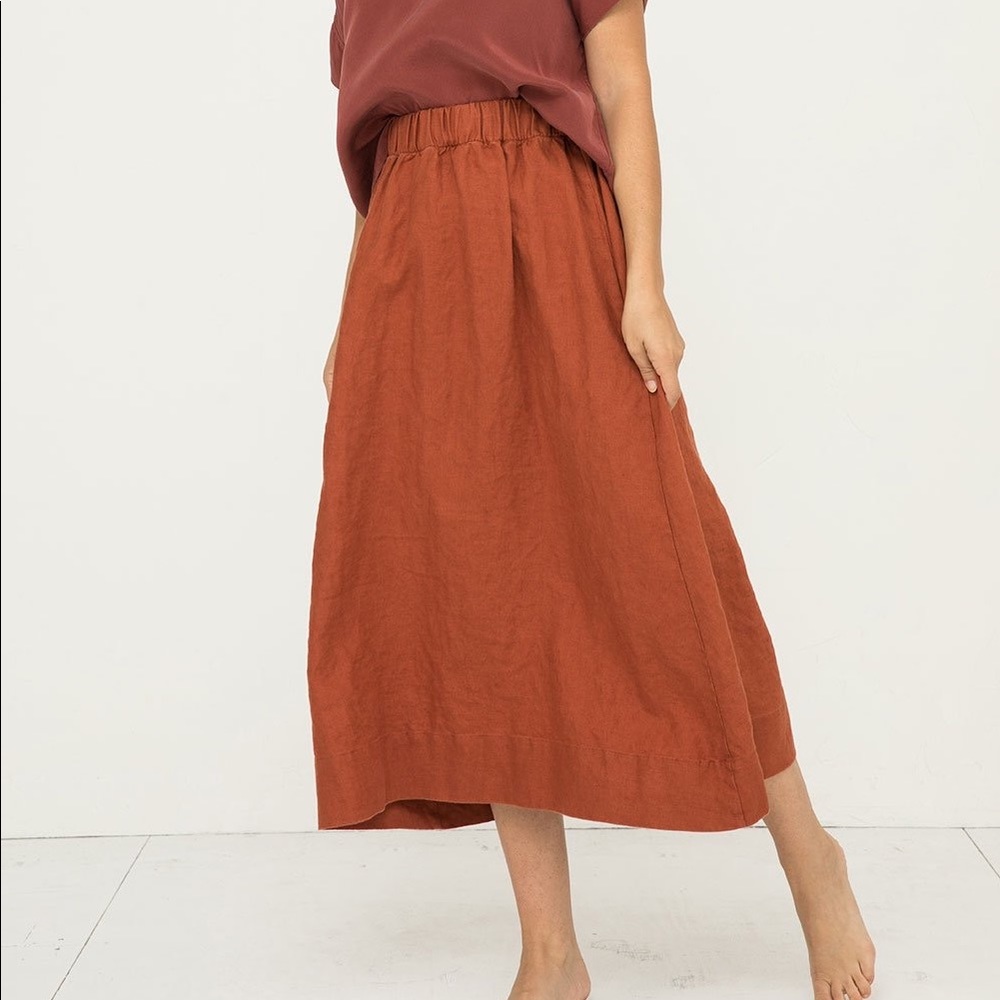 Elizabeth Suzann Bel skirt terra linen S-S NWOT
